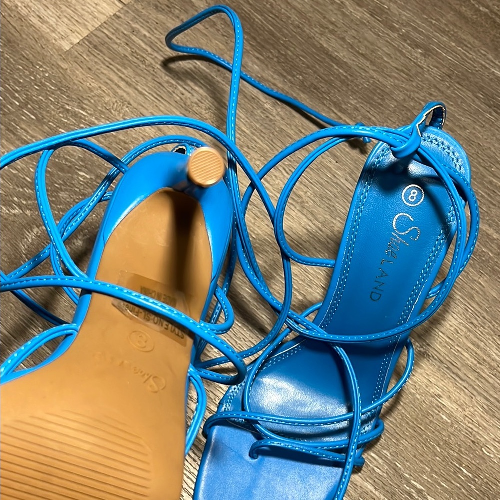 ❌SOLD❌Blue Strappy Lace-Up Heels - Picture 11 of 14